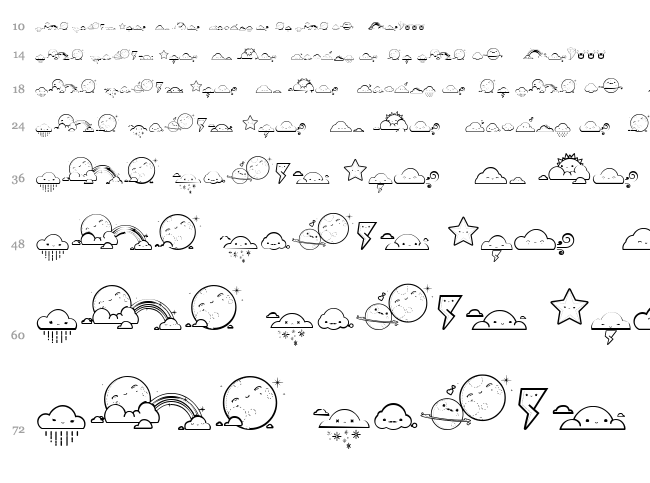 Toy Cloud font waterfall